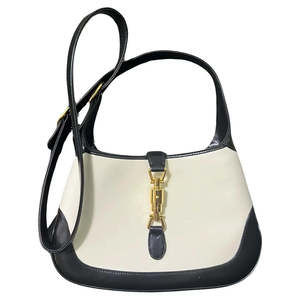 Gucci Jackie 1961 White & White Leather Bag with Adjustable Strap Size Small